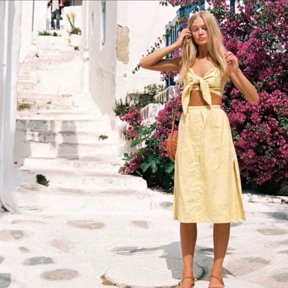 Faithfull the Brand Seine Skirt Kivotos Yellow - Picture 2 of 16